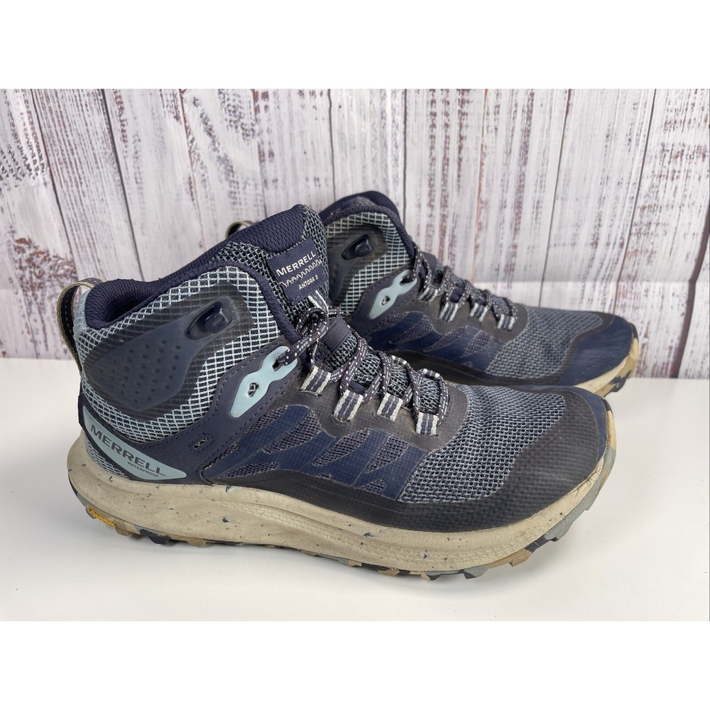 Merrell Antora 3 Mid Waterproof Trail Running Shoes Womens 8.5 Blue J067586